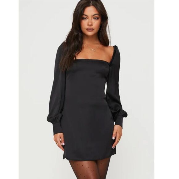 Princess Polly Cottee Satin Mini Dress Black New! - Picture 2 of 15